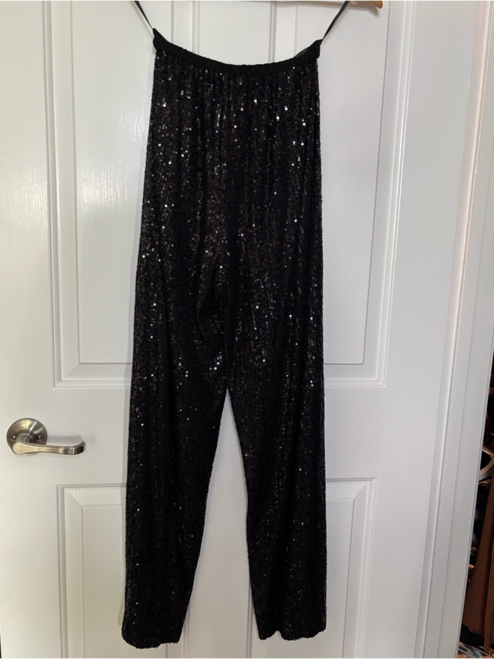 EUC SELFMADE Women’s Black Sequin Wide-Leg Loose fit pants size S